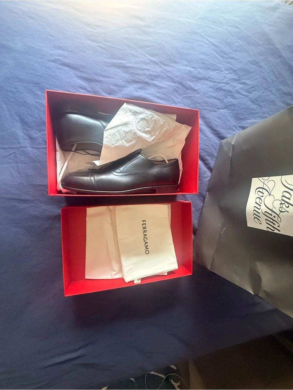Brand new never worn Salvatore Ferragamo Black Leather Cap-Toe Oxfords